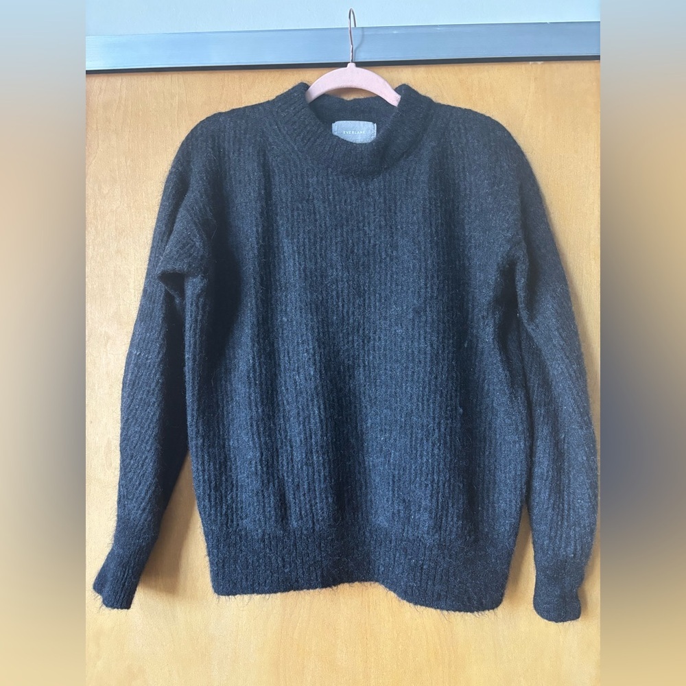 Everlane Alpaca Crew in Heathered Black